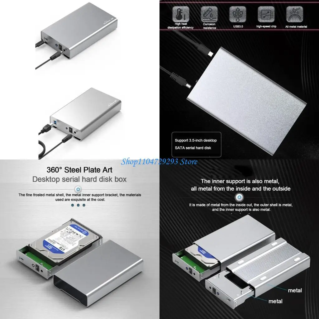 Y2GD Blueendless Usb3.0/Type-C 3.5'' Hard Disk Enclosure HDD for Cas