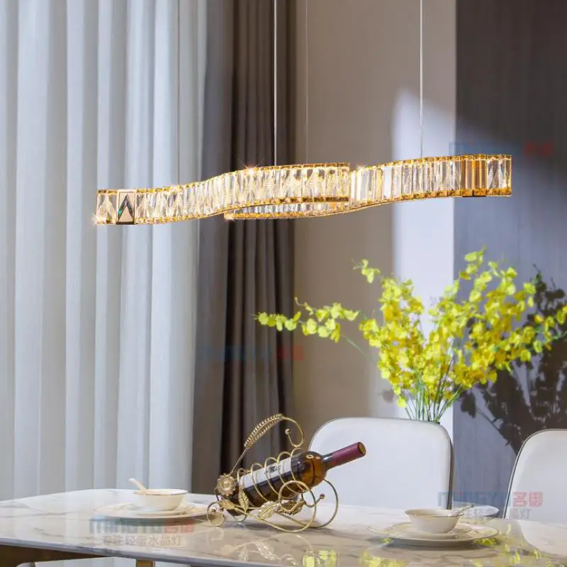 Wavy LED Crystal Chandelier Pendant Light for Home Drawing Room Dining Room Kitchen decor S Shaped Luminaire Crystal Lightin