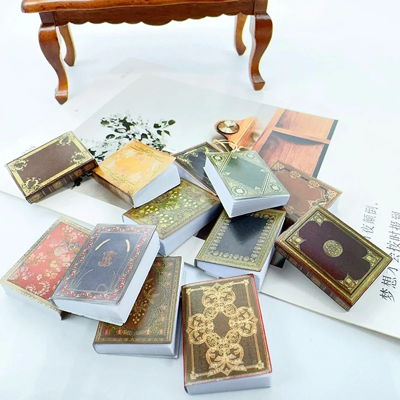 12Pcs Dollhouse Miniature Book Model 1:12 Notebook Pretend Play TOY Doll House Decoration Accessories Miniature Book