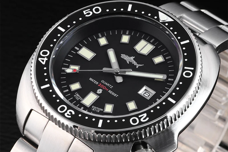 HEIMDALLR Retro Herren-Taucheruhr Stahl/Gummiarmband 20Bar Wasserdicht C3 Leuchtende Keramik-Lünette Saphirglas 2115 Quarz-Uhrwerk – Detail 17