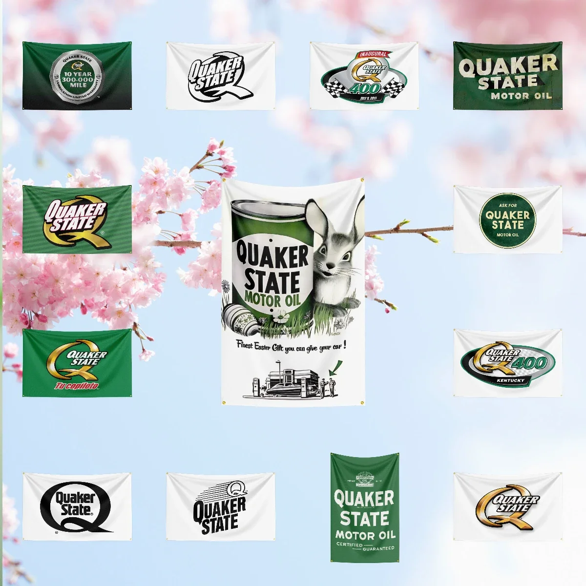 Q-Qu-a-ke-r S-S-ta-t-e Fuel Flag For Oil Station Garage Tuning Workshop studio fan collection home ornament