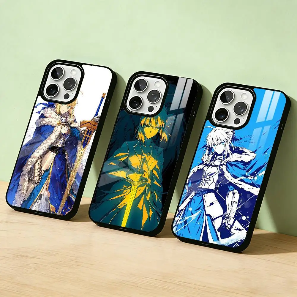 

AAA Anime Fate Saber Phone Case Color Silver Shell For IPhone 17 16 15 14 13 12 11 Pro Max Plus