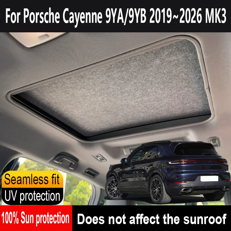 

Car Panoramic Sunroof Insulation Roof Visor For Porsche Cayenne 2019~2026 Anti-UV Electrostatic Adsorption Sky Curtain Sunshade