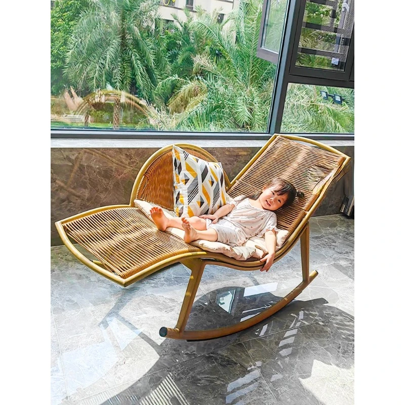

Outdoor Cloud Rocking Chair Balcony Leisure Rattan Chair Armchair Courtyard Home Lazy Rocking Chair Sofa Comfortable