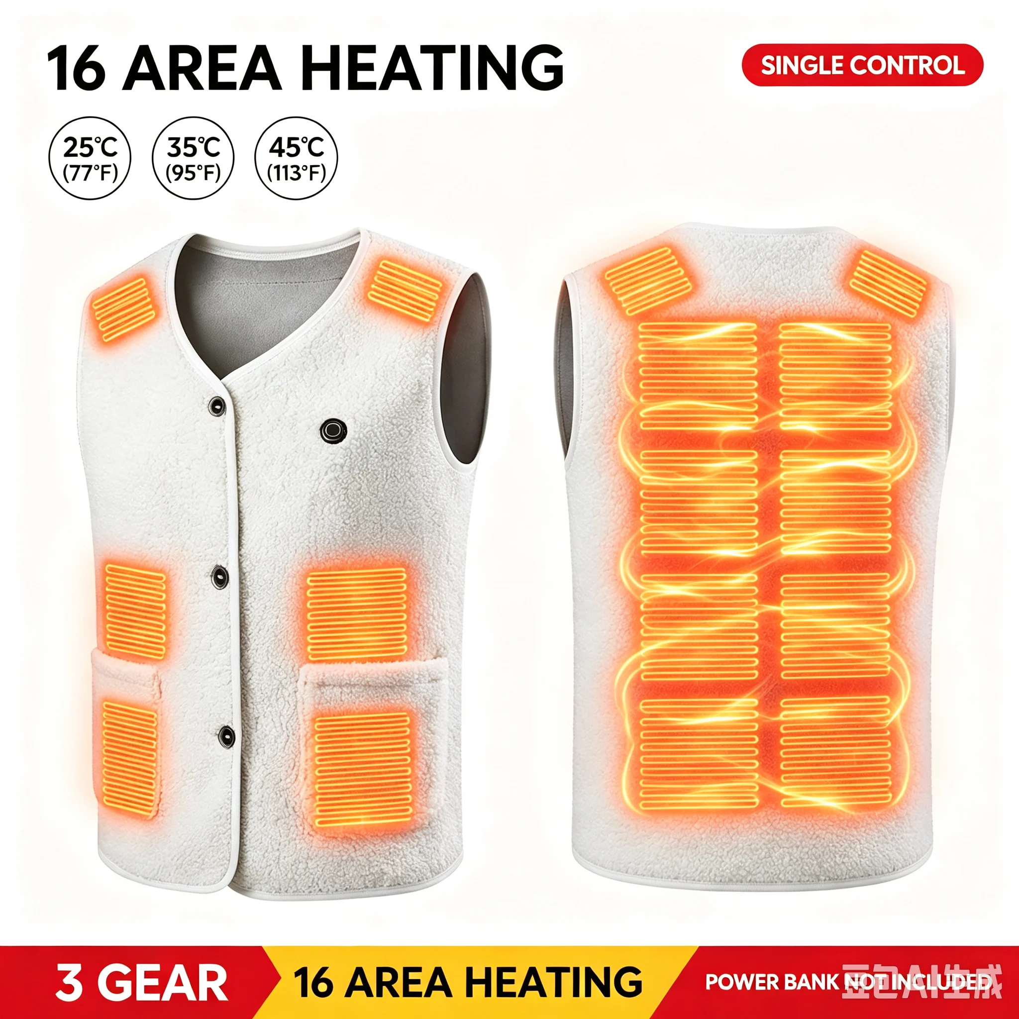 16 Heating Zones Heated Vest for Men Women USB Electric Heated Waistcoat Winter Warm Clothing for Skiing Fishing Riding Outdoor