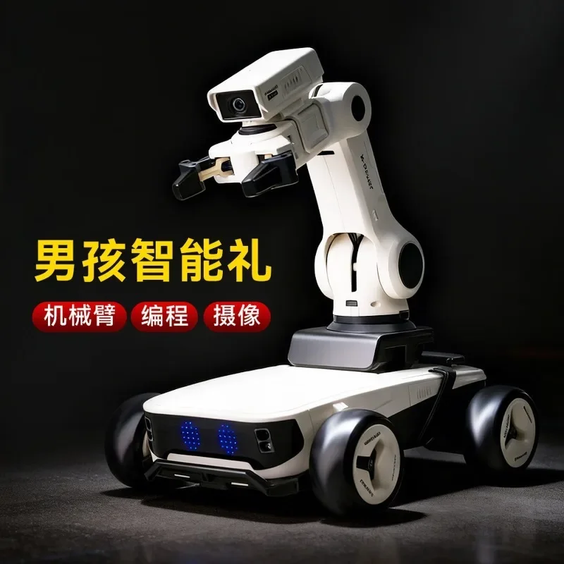Intelligent programming robot, cargo remote control robotic arm radar obstacle avoidance car camera to send boy birthday gift