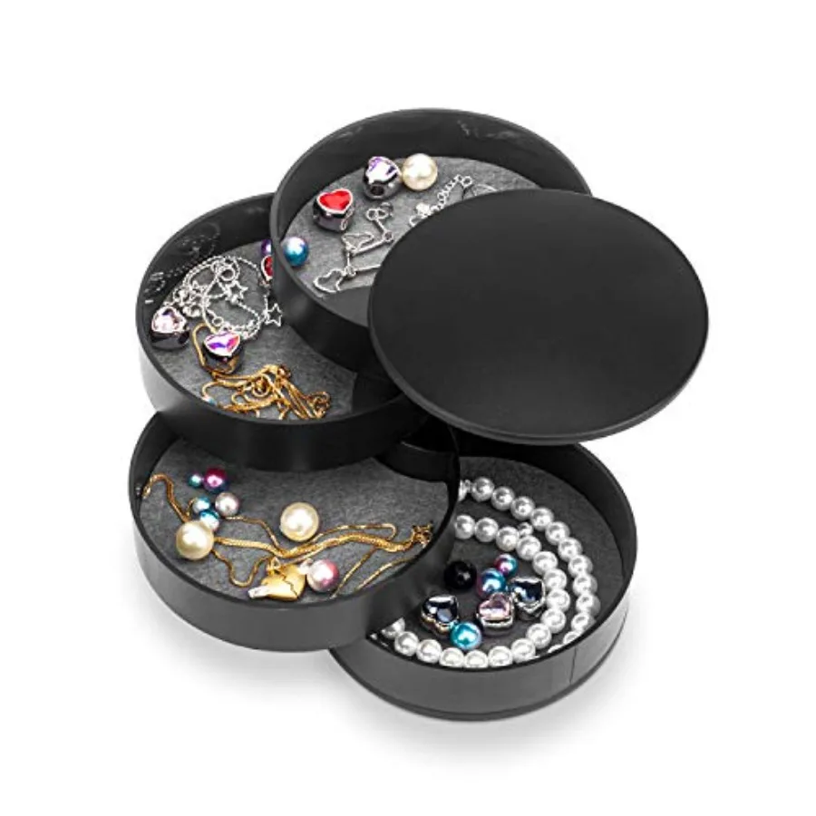 

Jewelry Organizer, Small Jewelry Box Earring Holder for Women, Jewelry Storage Box 4-Layer Rotatable Jewelry Accessory Storage