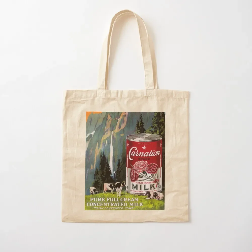 CARNATION Full Cream Evaporated Milk Vintage Food Advertisement Art Tote Bag Big bag women shopper bags Tote Bag