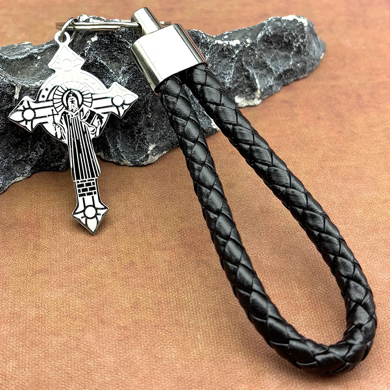 الكاثوليكية سانت بنديكت ميدالية الصليب مفتاح سلسلة للنساء الرجال الذهب اللون الفولاذ المقاوم للصدأ سان بينيتو خاتم هدية