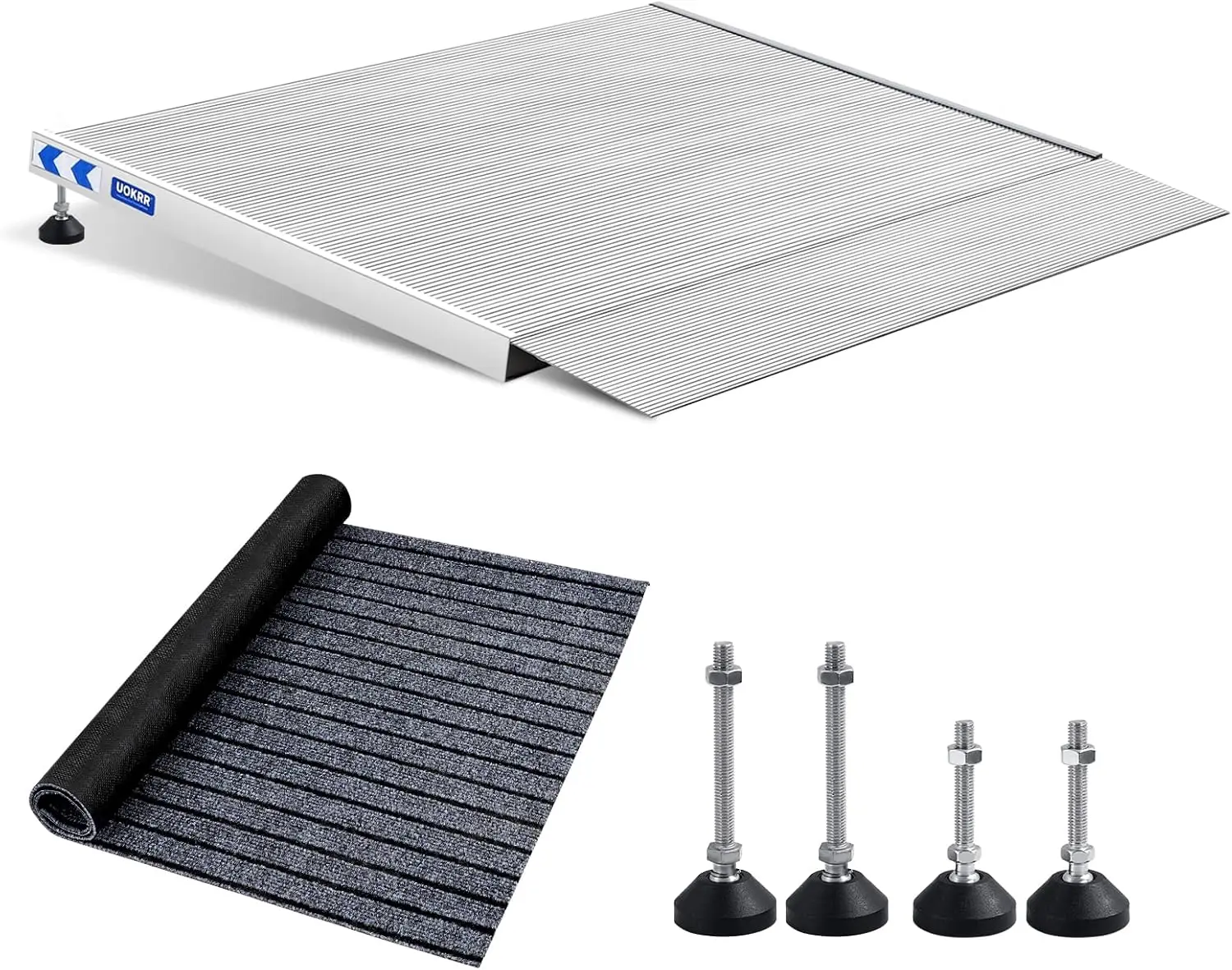 

Aluminum Threshold Ramp for Wheelchairs, 36'' Wide Portable Entry Ramp with Non-Slip Mat