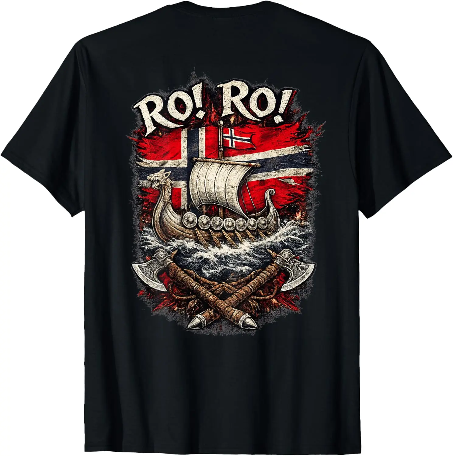 Ro Norway Norwegian Norse Longship Fan T-Shirt 100% Cotton Trendy Y2K Short-Sleeve Tee-Soft, Quick-Drying, Moisture-Wicking;