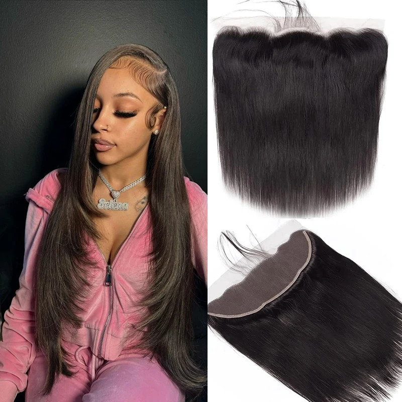 

Straight Hair 13X4 Lace Frontal Burmese Remy Human Hair Preplucked 4x4 Transparent Lace Closure Human Hair 8-20 Inch For Women