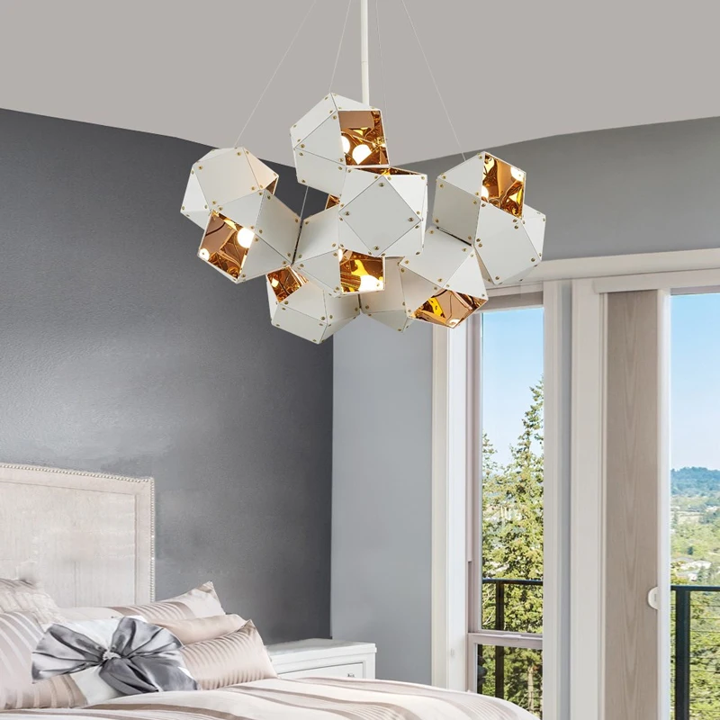 Modern Suspension Scandinavian Chandelier LED Hanging Lamps Cube Light Art Decor All-match Style for Living Room