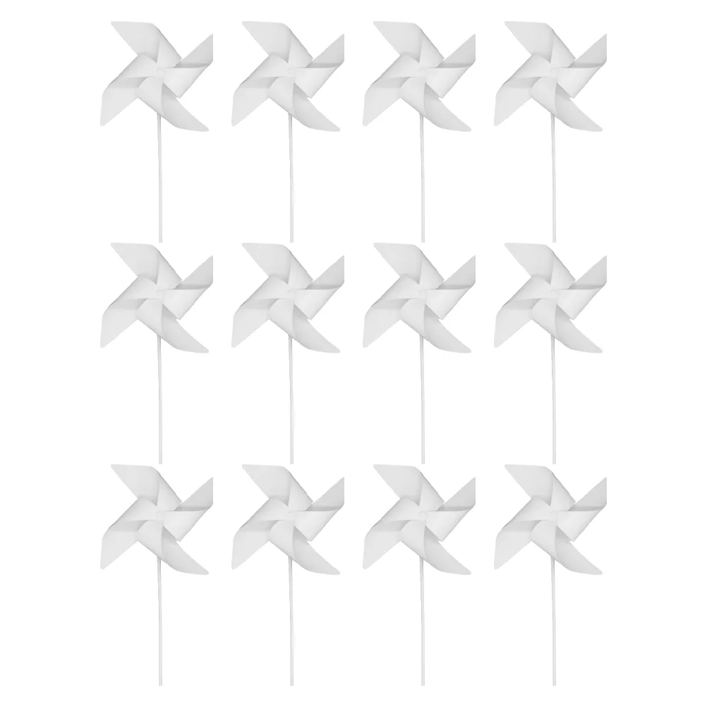 12 Pcs Pinwheels Children's Windmill DIY Paper Toy Blank Painting Windmills Creative White Toys Kindergarten Graffiti