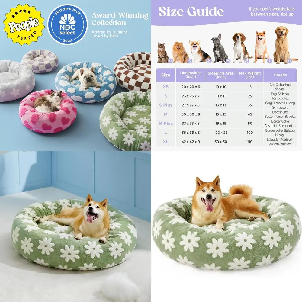 

Ортопедическая круглая кровать для собаки XL — моющаяся, против тревоги, плюшевый зеленый диван для больших домашних животных, 36, подарок для домашнего декора