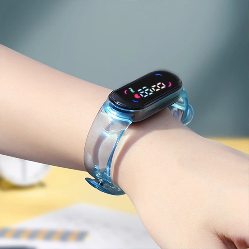 البوكيمون LED لينة سيليكون شفاف اللون تغيير سوار أشعة الشمس الملونة معصمه صبي الفتيات الرياضة ساعة هدية عيد لعبة