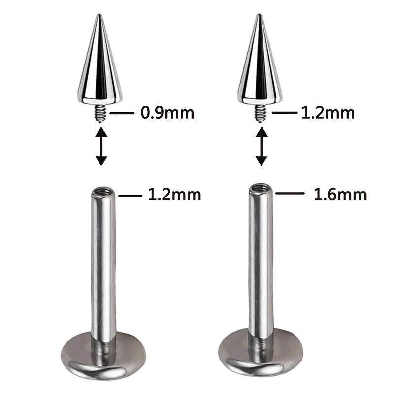 10 قطعة ASTM F136 التيتانيوم الأذن قطعة وأشار مخروط اكسسوارات ل الخيوط Labret ترصيع الزنمة الشفاه اللسان مسمار ثقب المجوهرات