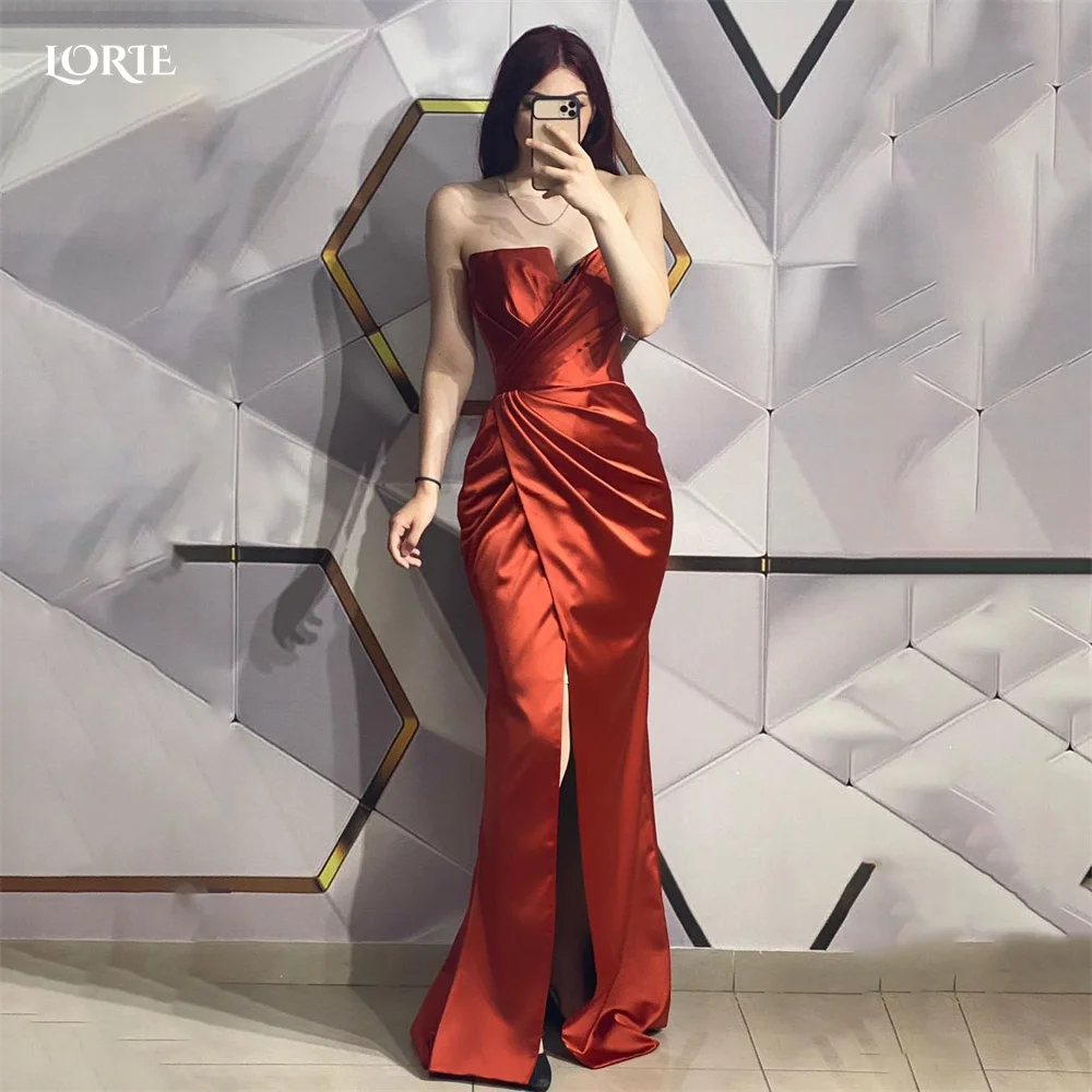 

LORIE Solid Burgun Evening Dresses Off Shoulder Ruched Dubai Mermaid Celebrity Gowns Pleated Bodycon Arabia Side Slit Party Gown