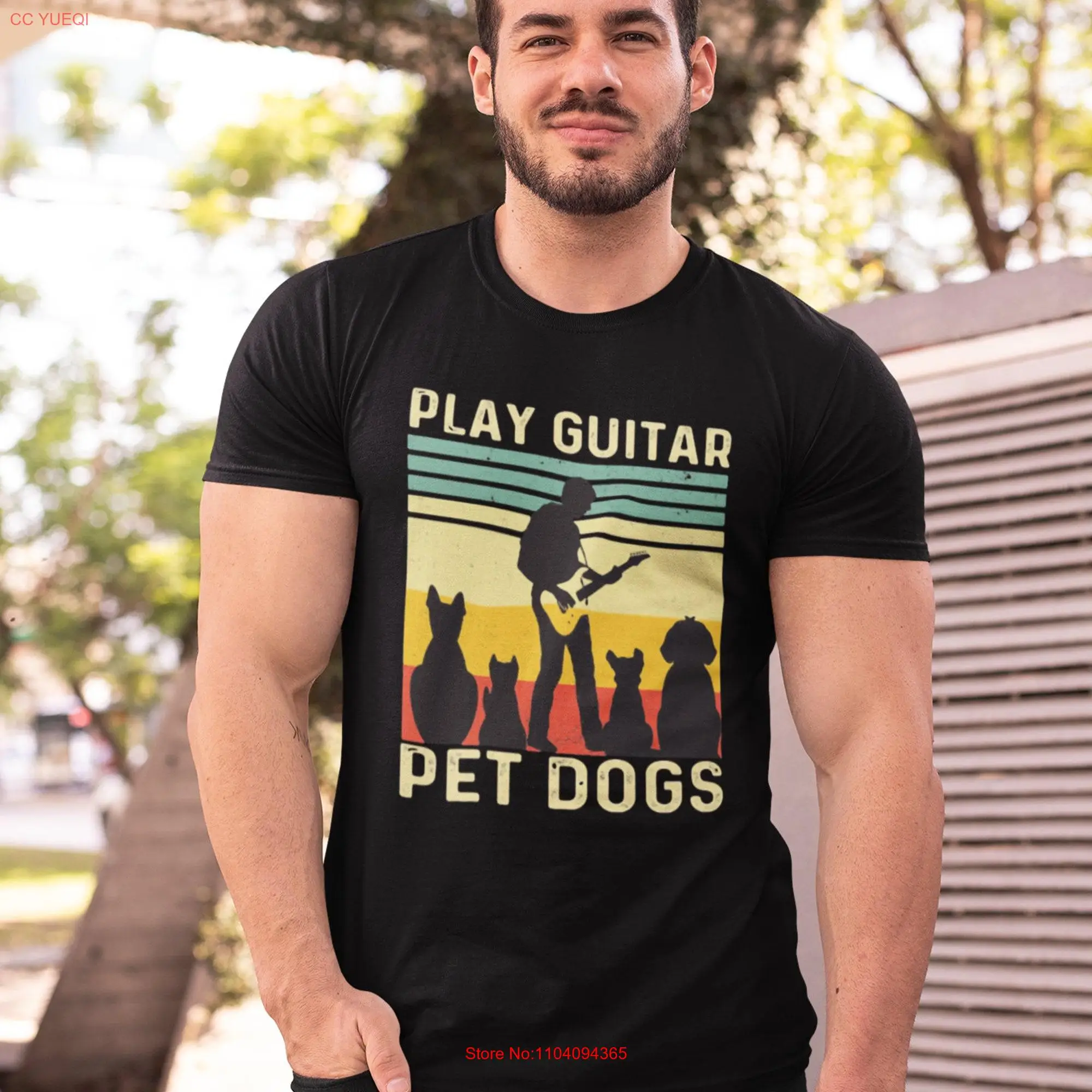 Vintage Vibes and Furry Friends Rock Out with the 'Play Guitar Pet Dogs' Retro T Shirt Dog Lovers s For Music Enthusiasts