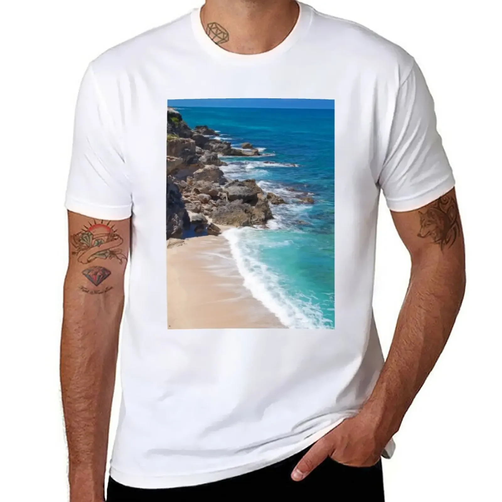 Cliff of the Dawn. Isla Mujeres. Mexico T-Shirt anime clothes korean fashion customizeds fitted t shirts for men