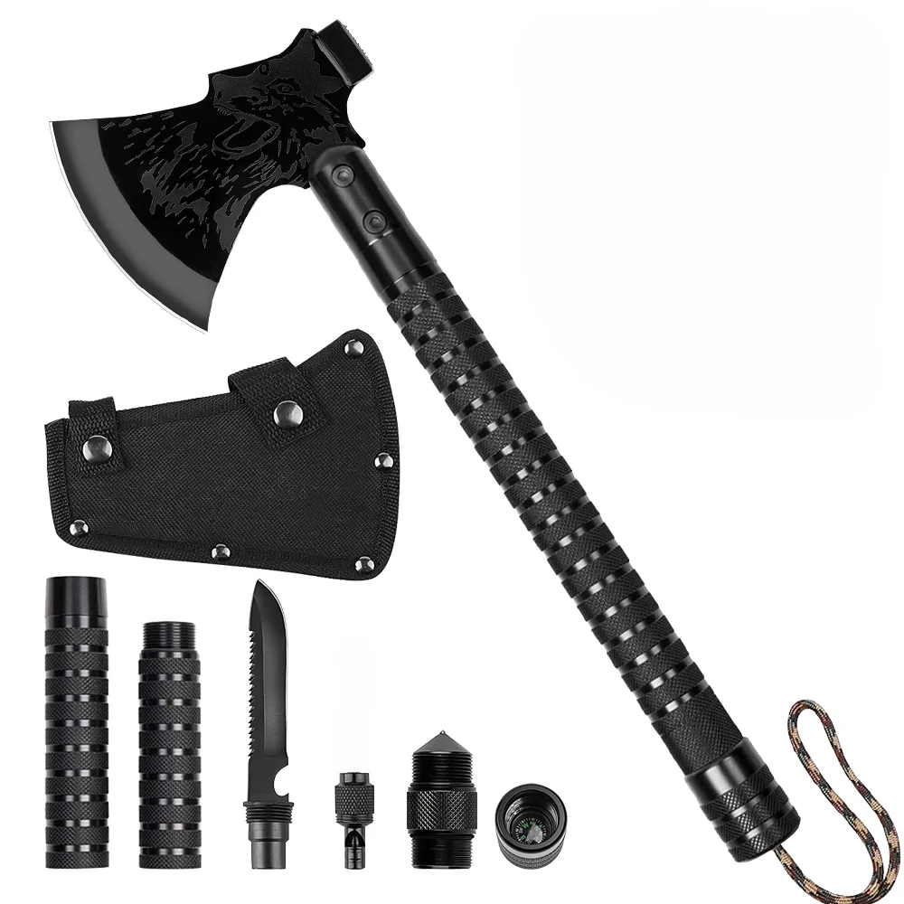 

Foldable Tactical Survival Axe Multi-function Outdoor Camping Defense Tree chopping Wood Axe Worker with sheath Axe Tool Kit