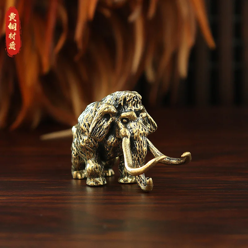 Ancient , a realistic animal model, brass long-haired mammoth, a small desktop ornament, a tea table decoration
