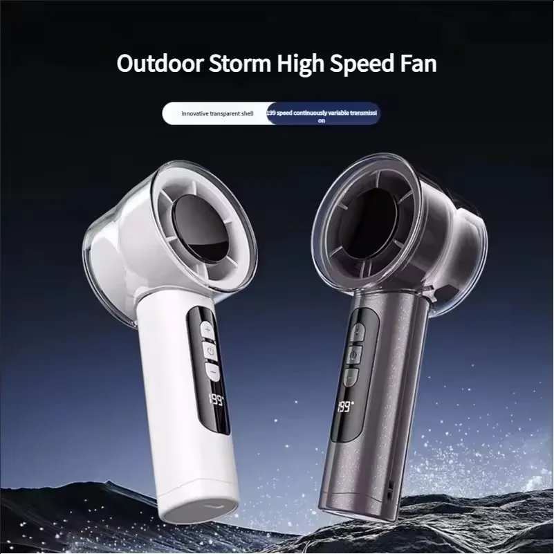 2025 NEW MEET SUN 199 Speed Portable Handheld Fan Battery Operated Cooling Fan Adjustable Small Desktop Fan With Digital Display