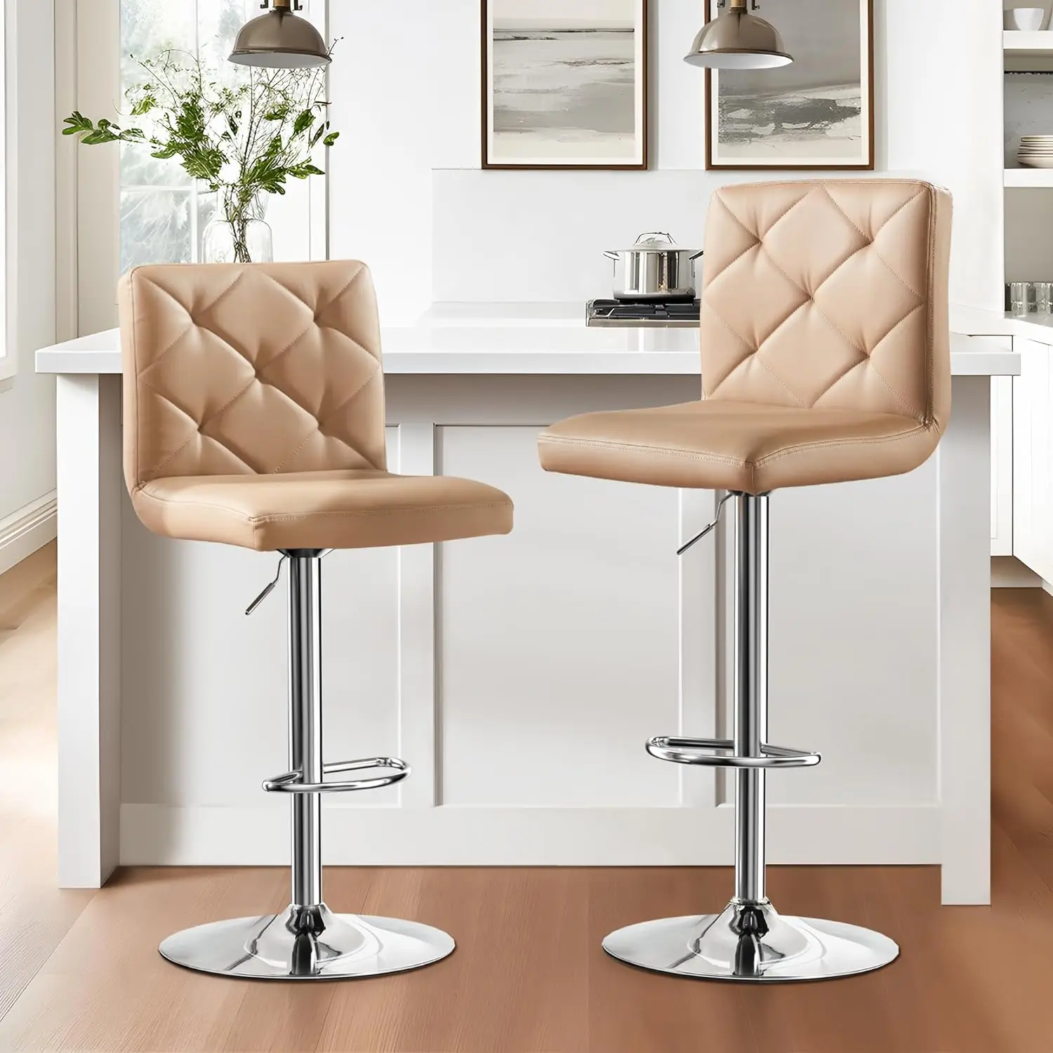 

NicBex Adjustable Bar Stools Swivel Barstools, Modern PU Leather Dining Room Kitchen Island Counter Bar Stools Set of 2