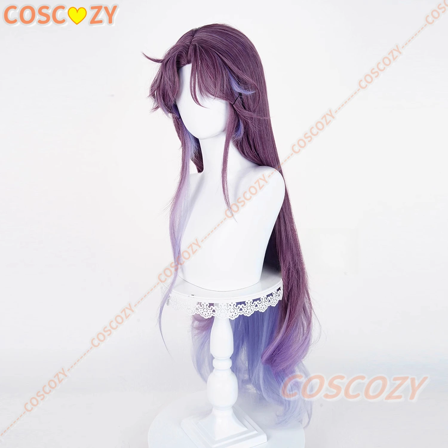 Amor e espaço profundo rafayel peruca cosplay roxo azul gradiente longo cabelo ondulado resistente ao calor perucas das mulheres dos homens submerso elipse festa
