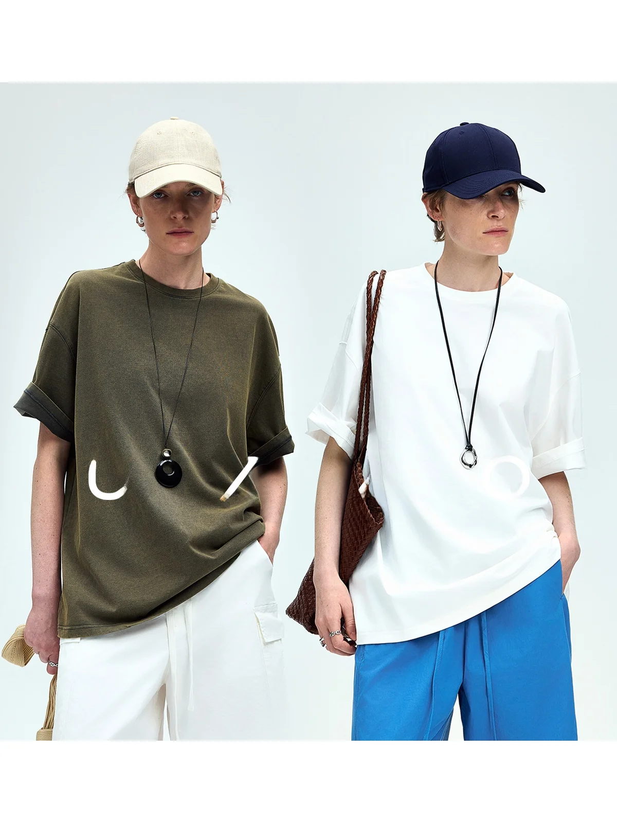 

Винтажная женская футболка UZZO с круглым вырезом, свободного кроя, из хлопка, в стиле ретро, для лета, повседневная, однотонная