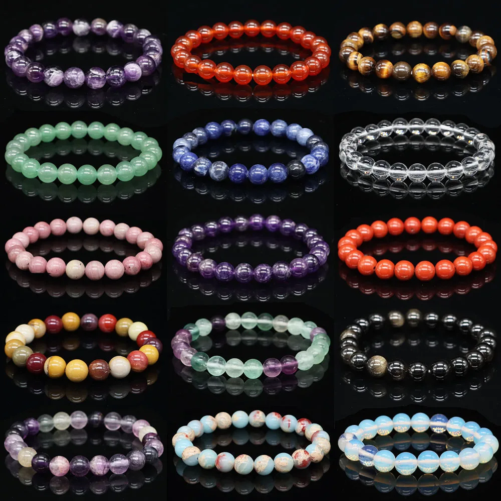 Natural Stone Bracelets Amethyst Rose Quartz Obsidian Agate Lava Beads Jewelry Gift For Men Magnetic Health Protection Women