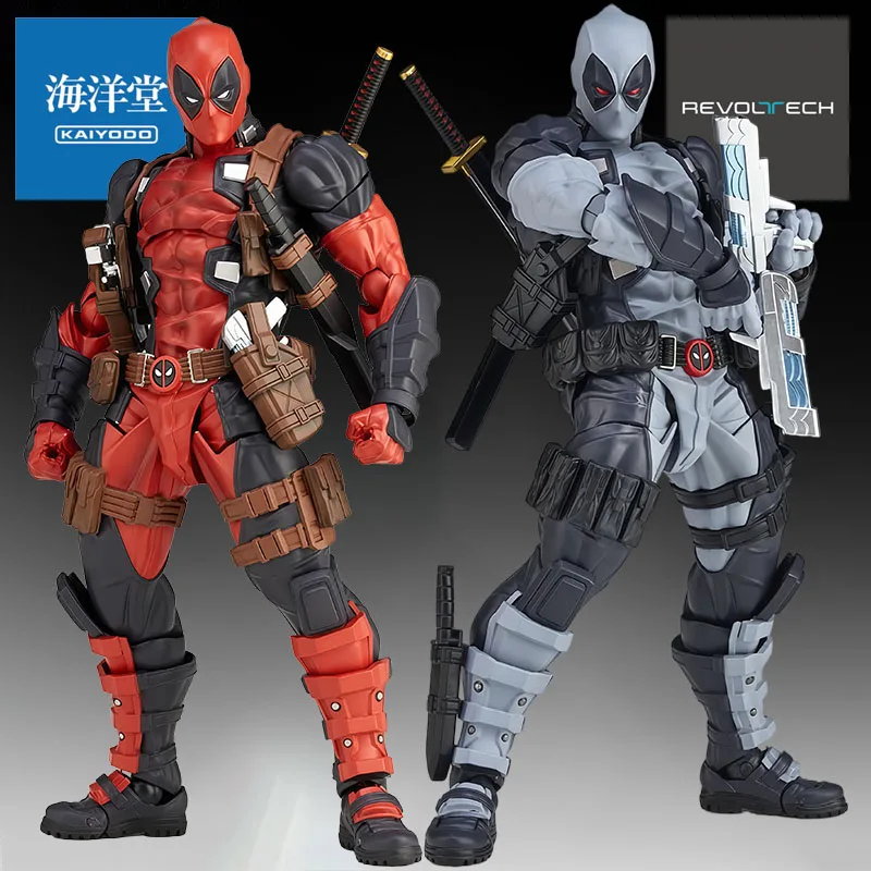 KAIYODO Genuine Revoltech Anime Figure Deadpool & Color Version Action Figure Toys for Boys Kids Gift Collectible Model