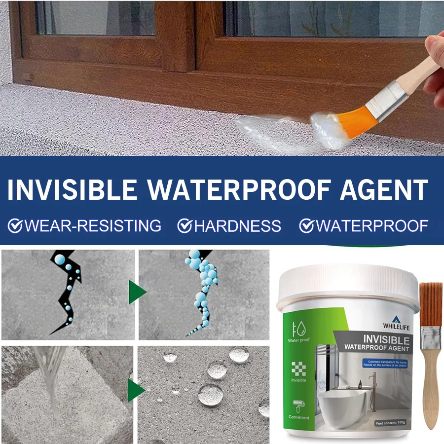 50g/100g/250g/450g Invisible Waterproof Sealant Transparent Anti-Leakage Coating for Roof Bathroom Wall Tile Brick Wood Metal
