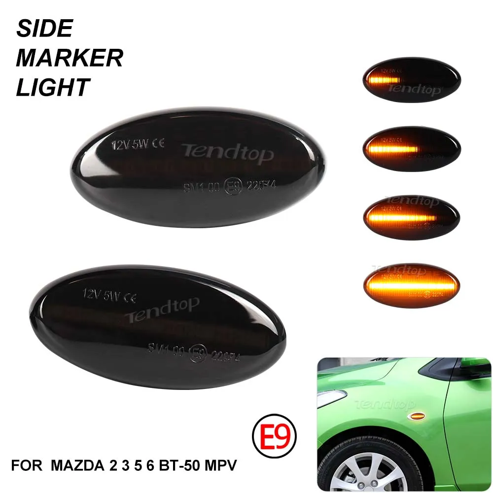 2Pcs LED Side Marker Turn Signal Light Dynamic Repeater Sequential Blinker Indicator Lamp For Mazda 2 For Mazda 3 5 6 BT-50 MPV