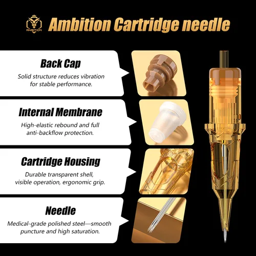 Imagen 2 del producto Ambition 50 unids/caja Glory tamaño mixto RL/RS/RM/M1 agujas de cartucho de tatuaje maquillaje permanente para suministro de máquina de tatuaje 0,3mm/0,35mm