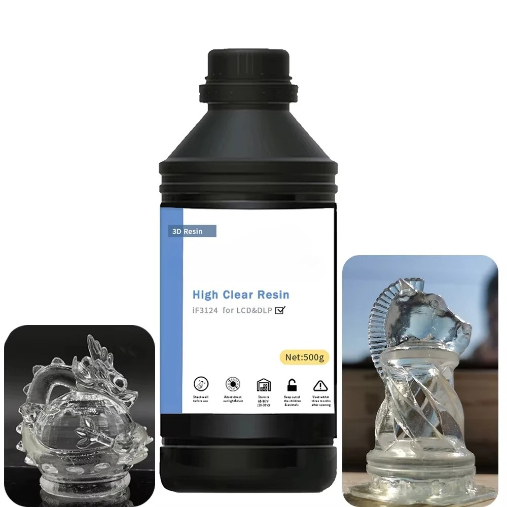 1KG 3124 High Transparency Resin Industrial Transparent Non-Yellow Resin for 3D Printer LCD DLP 405nm Resin for Printing
