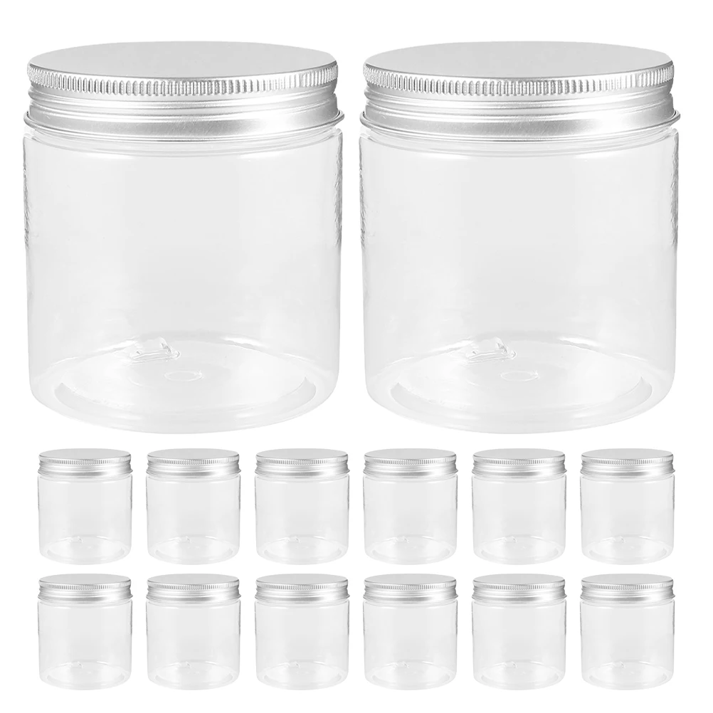 

20Pcs Versatile Clear Plastic Jars With Silver Aluminum Lids Ideal For Personal Or Professional Use Airtight Seal Containers