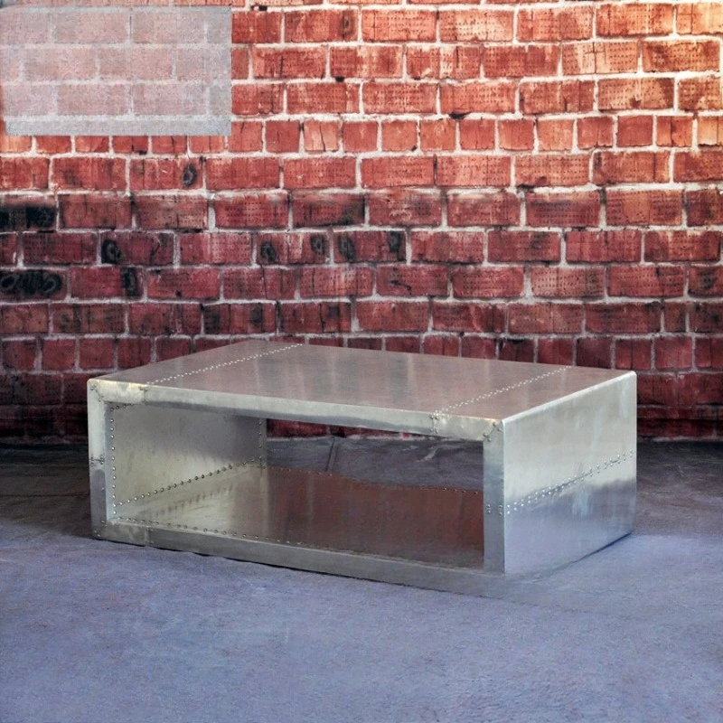 Industrial wind rivet aluminum leather belongs to coffee table, bar living room long table