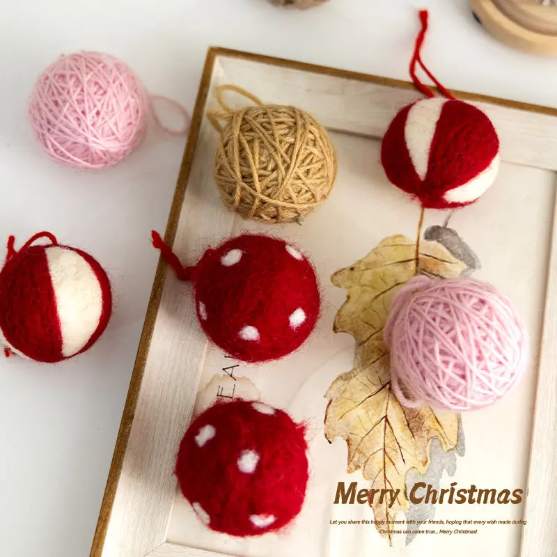 Festive Craft Accessories Small Colorful Felt Ball Pendants 5cm Size Lovely Decor For Household Christmas Tree Layout Creation