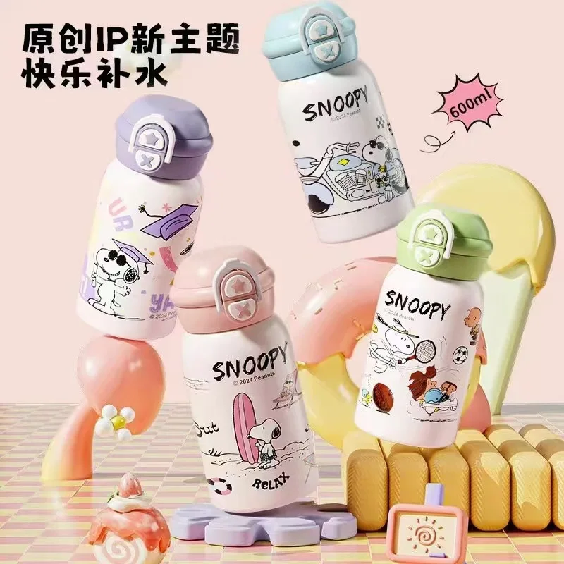 

Snoopys Kid Straw Vacuum Insulated Bottle 500ML 316 Stainless Steel Water Flask Portable Leak-Proof Cute Thermocup Mug Xmas Gift