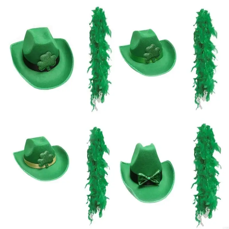 

StPatrick Day Hat for Family Gathering Carnival Party Celebration Velvets Hat Holiday Props Headwear Shamrock Fedora Hat 49MB