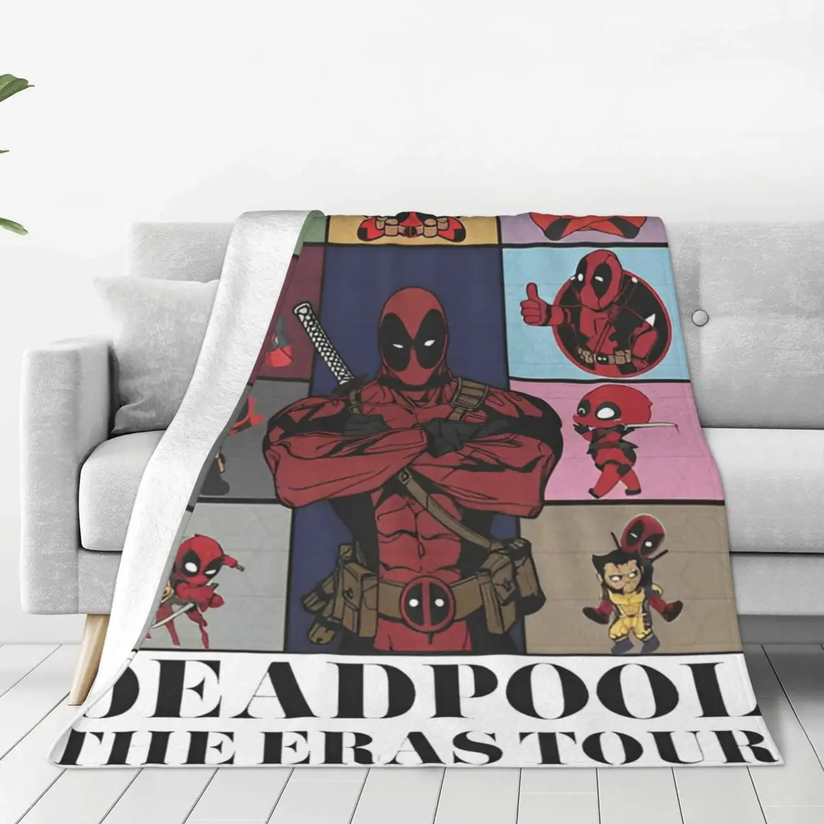 Cartoon Deadpools Bedding Throws Flannel Bedspread For Couch BedAesthetic Sofa Bed Cover