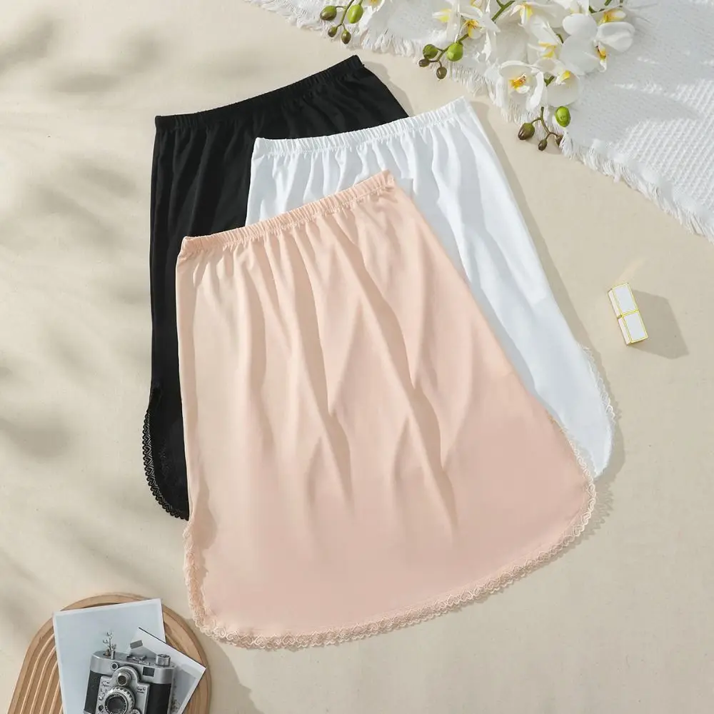 

Fashion Mesh Flower Lace Half Skirt Split A-line Half Slips Dress Thin Base Of Petticoat Safety Underskirt Slips Summer