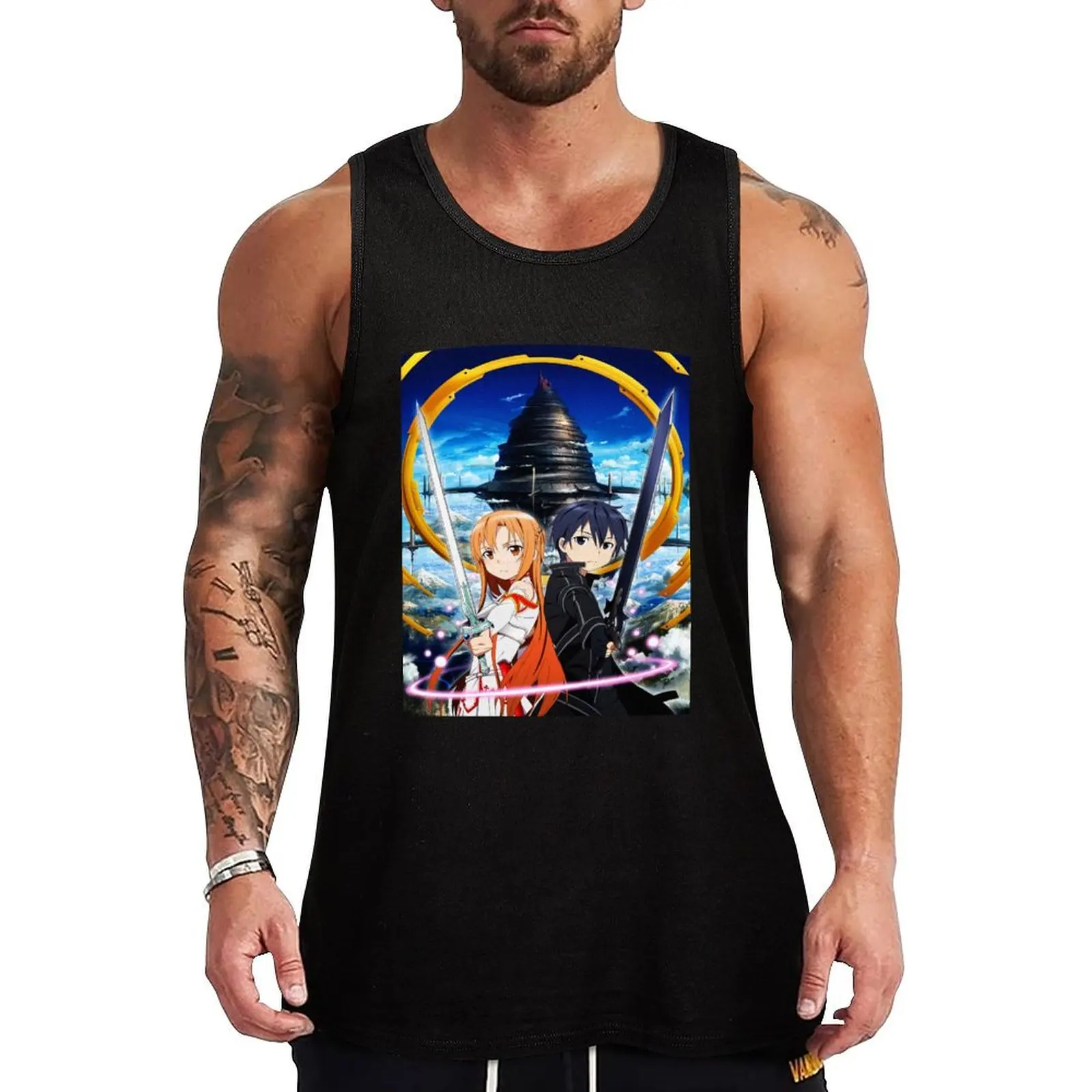 sword art online Tank Top t-shirt Men's sleeveless jackets cotton t-shirts man sleeveless shirt man gym