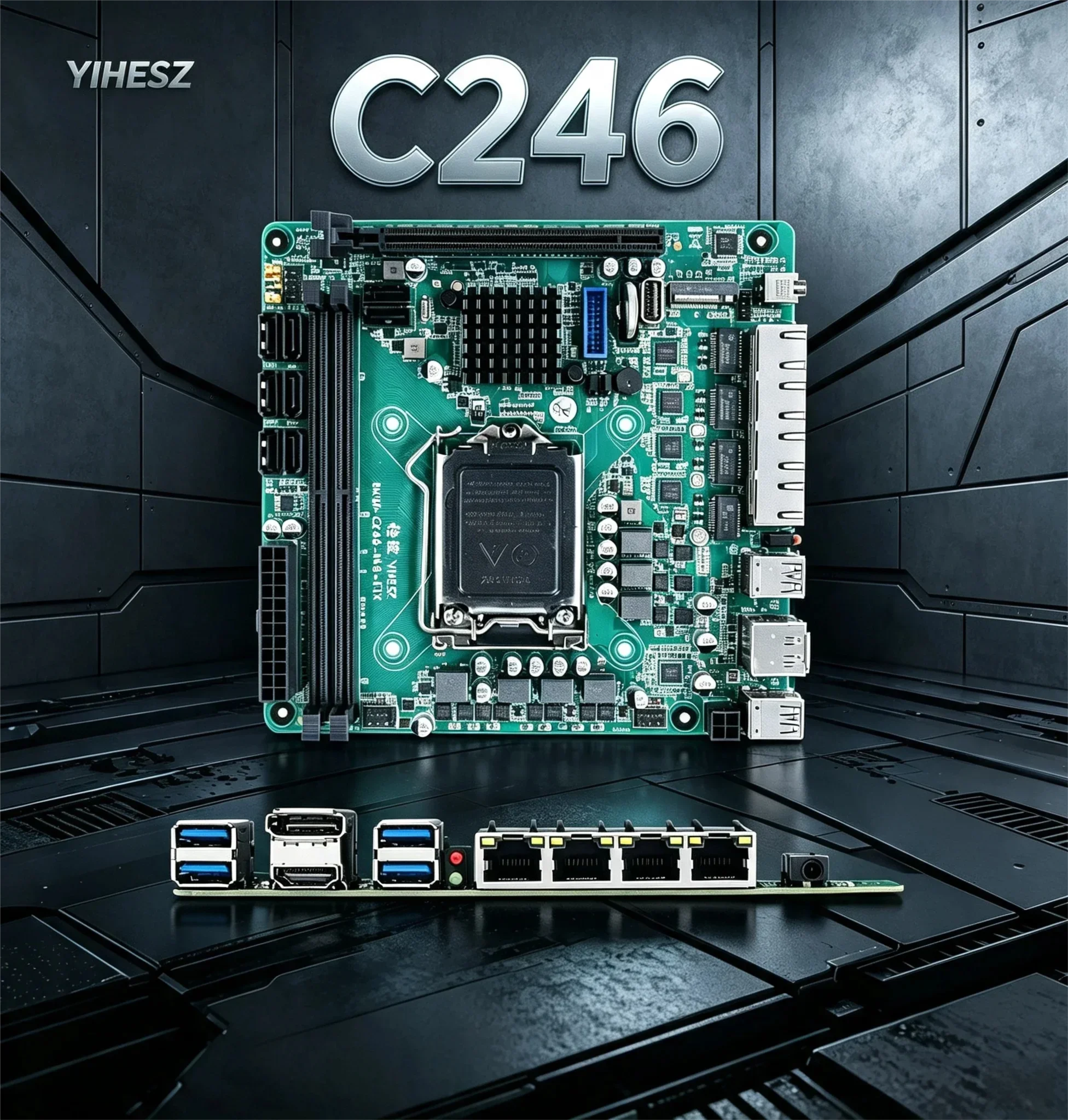 C246 ITX NAS Motherboard Support 8th 9th Core XEON CPU 8 SATA 3.0 4*I226 2.5G 2*M.2 NVME 2*DDR4 PCIE 16X NAS Board LGA1151