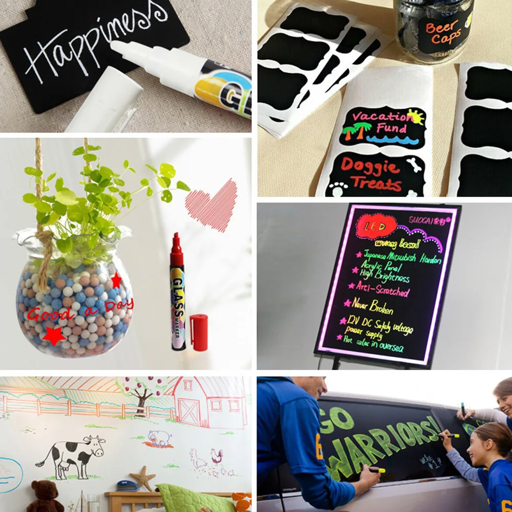 8pcs Color Erasable Marker Erasable Blackboard Marker Led Writing Board Glass Window Art Pen Graffiti Stationery 6mm
