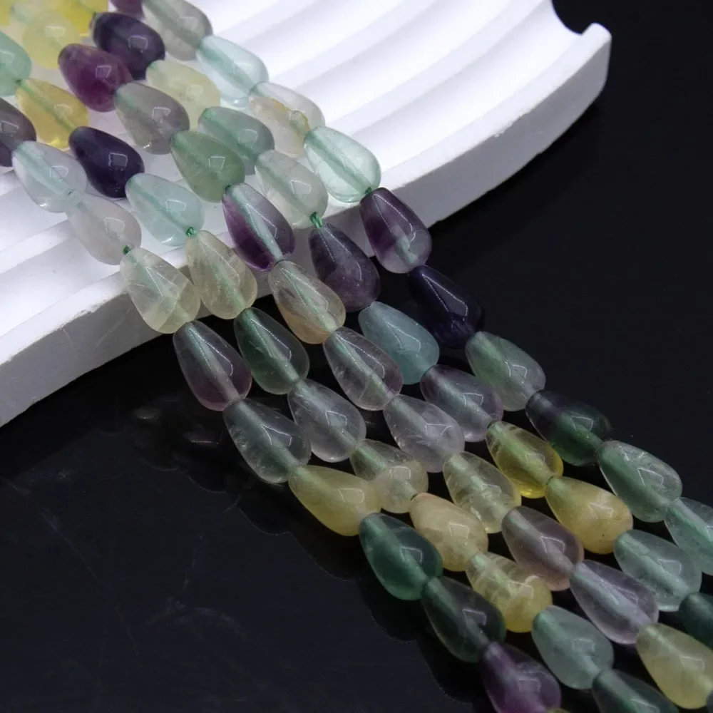 Teardrop Shaped  1Strand 8x12mm Natural Purple Fluorite Strand  Loose Beads for Jewelry Making DIY Necklace Bracelet Earrings
