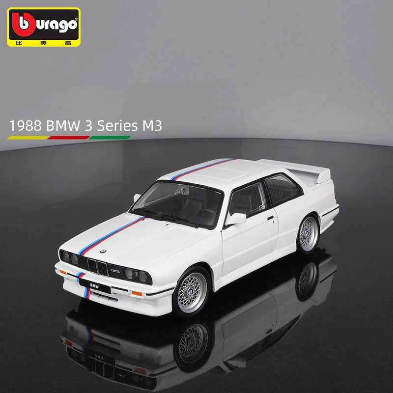 Bburago – voiture miniature en alliage pour garçon, jouet de collection, cadeau d\'anniversaire, 1:24, BMW M3 E30 1988