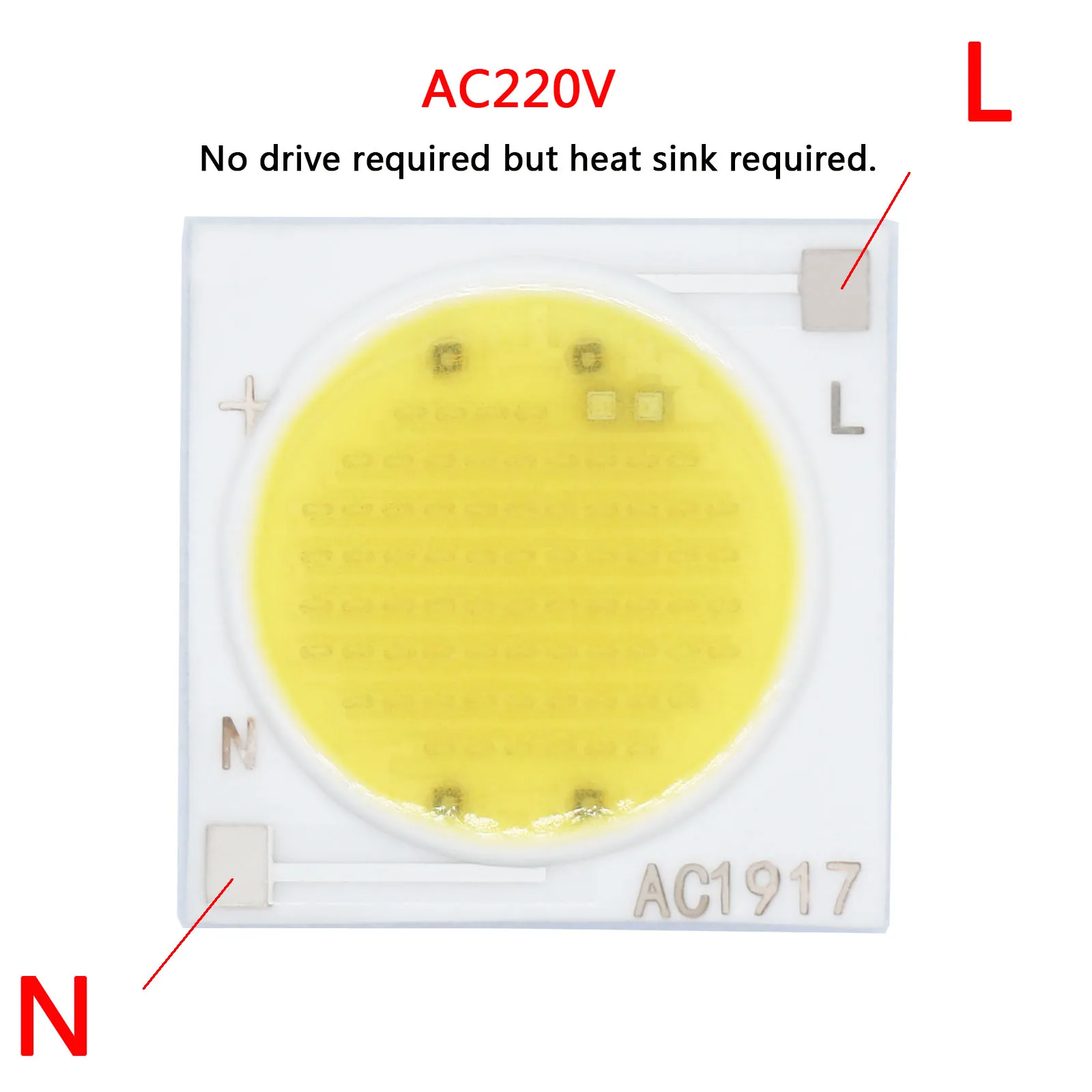 10 buah AC220V 12W 15W 20W 30W LED Chip sumber keramik substrat daya tinggi COB 19mm bohlam lampu sorot Downlight DIY