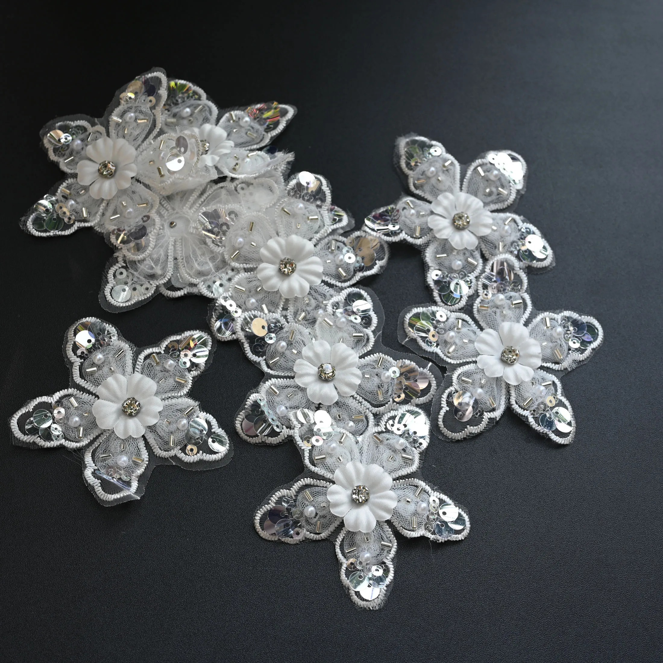 10pc/lot flower beaded Patches for clothes Sew on sequin embroidered parch badge Applique  parches bordados para DIY carft